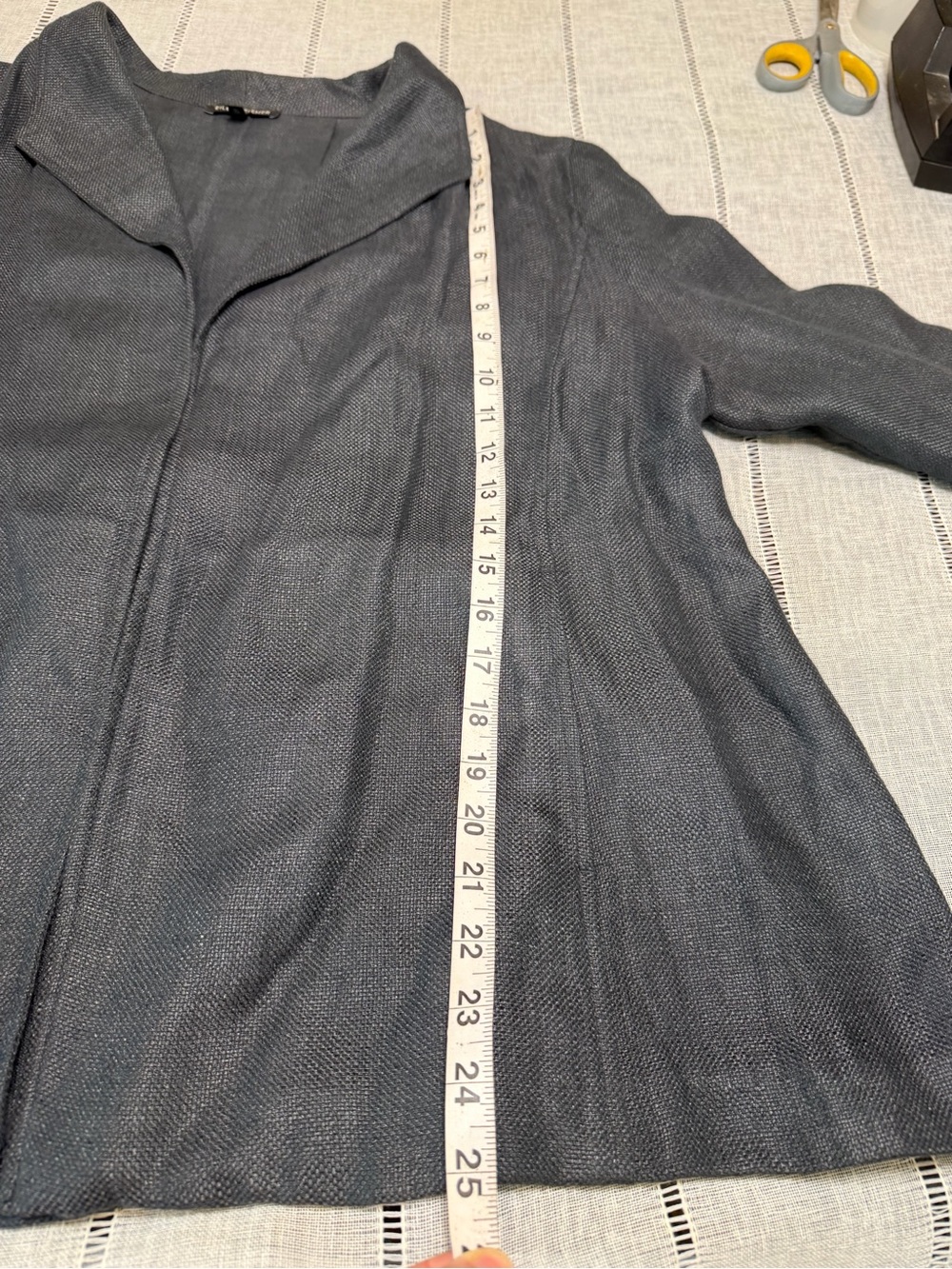 Eileen Fisher Jacket Gray Linen Blend Sz Xl Lagenlook Minimalist Open Front - Picture 9 of 14